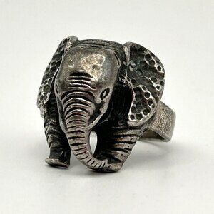 Sterling Silver 925 Elephant Ring Detailed Trunk Ears Animal Wildlife Jewelry